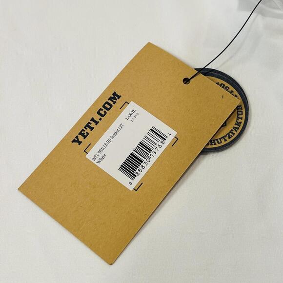 Yeti Hooded Long Sleeve Sunshirt Womens White Pink Logo Large NWT - Picture 2 of 6